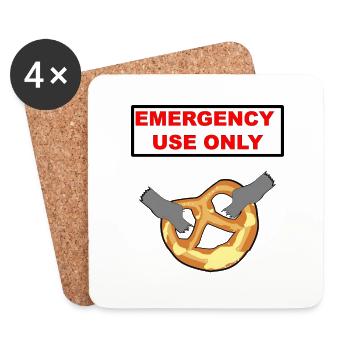 Pretzel Emergency use only - Coasters (set of 4) - white - Front