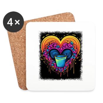 Love Jokes Funny Sayings Statement 60s Gift Hippie - Coasters (set of 4) - white - Front