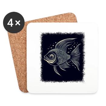 sea bass fishing tshirts birthday present idea - Untersetzer (4er-Set) - Weiß - Vorne