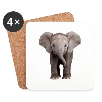 Baby Elephant Elefant - Untersetzer (4er-Set) - Weiß - Vorne