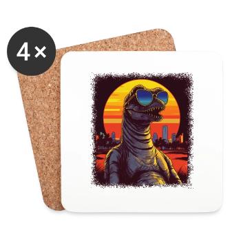 funny sayings chrome dino green prehistoric - Coasters (set of 4) - white - Front