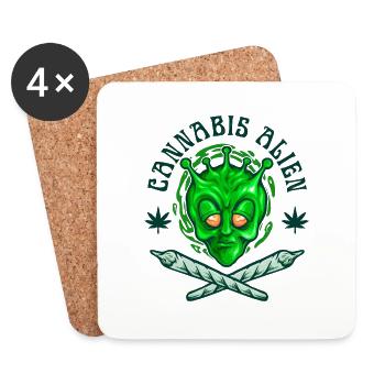 Cannabis Alien - Untersetzer (4er-Set) - Weiß - Vorne