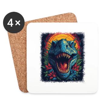 funny sayings dinosaurus dinosaur birthday present - Untersetzer (4er-Set) - Weiß - Vorne