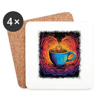 Drôles de dictons de bureau Tasse de café Cappuccino - Dessous de verre (lot de 4) - blanc - Devant