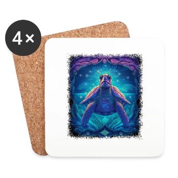 Tortoises Green Gift Tribal Turtle Love Fun - Coasters (set of 4) - white - Front