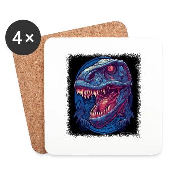 dinosaur rex funny born 2004 childrens angry face - Untersetzer (4er-Set) - Weiß - Vorne