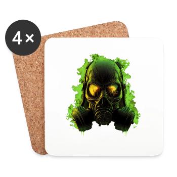 Gasmaske Grün - Untersetzer (4er-Set) - Weiß - Vorne