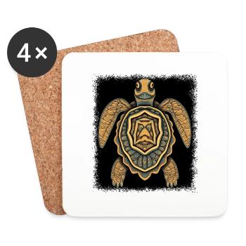 Blue Sea Turtle Sayings Jokes Diving Animal Park - Coasters (set of 4) - white - Front