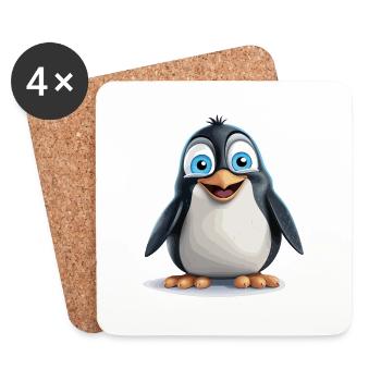 der strahlende Pinguin - Untersetzer (4er-Set) - Weiß - Vorne