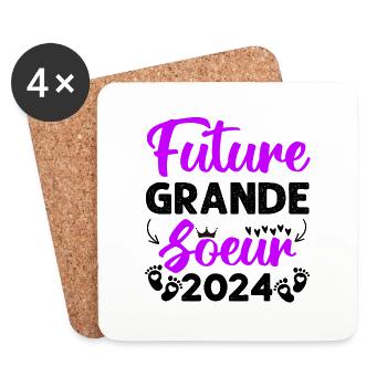 Future grande soeur 2024 bientôt grande soeur - Dessous de verre (lot de 4) - blanc - Devant