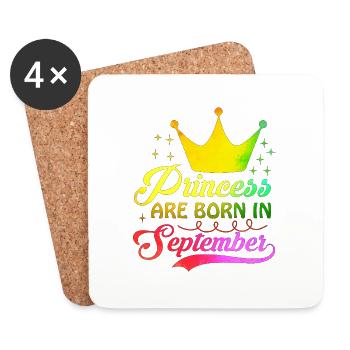 birthday happy september born in funny party queen - Coasters (set of 4) - white - Front