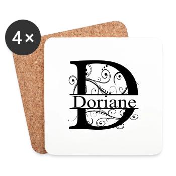 Monogram avec le prénom Doriane - Dessous de verre (lot de 4) - blanc - Devant