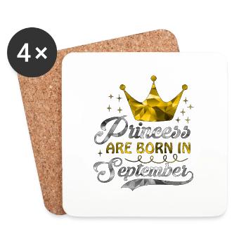 birthday happy september born in funny party queen - Coasters (set of 4) - white - Front