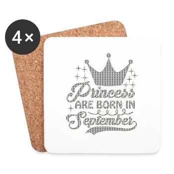 birthday happy september born in funny party queen - Coasters (set of 4) - white - Front