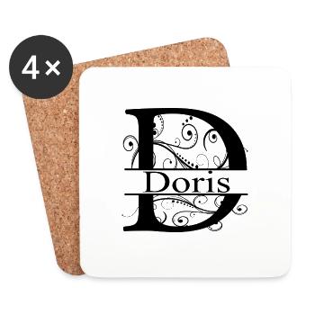 Monogram avec le prénom Doris - Dessous de verre (lot de 4) - blanc - Devant