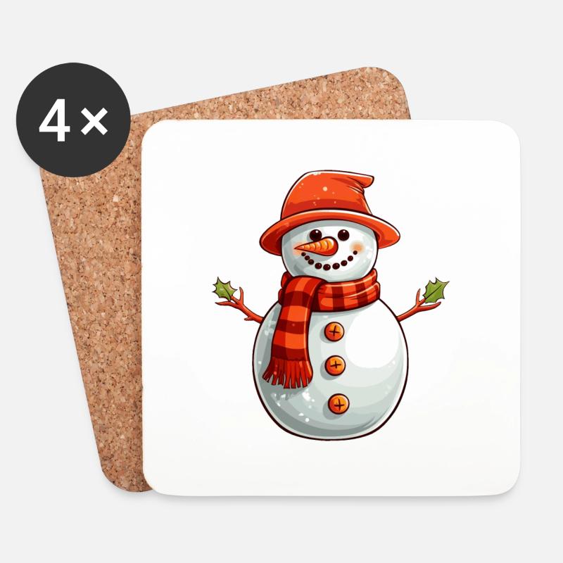 Schneemann - Untersetzer (4er-Set) - Weiß
