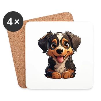 Petit chien - Dessous de verre (lot de 4) - blanc - Devant