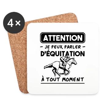 Je peux parler d équitation à tout moment - Dessous de verre (lot de 4) - blanc - Devant