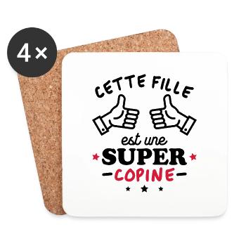 Cette fille est une super copine - Dessous de verre (lot de 4) - blanc - Devant