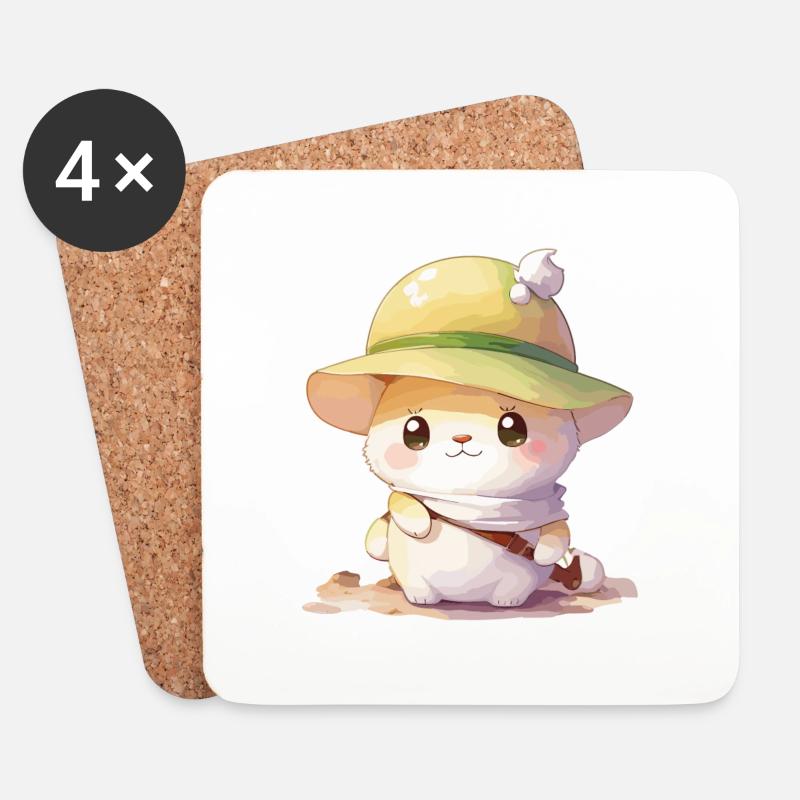 Süßer Hamster mit Hut - Untersetzer (4er-Set) - Weiß