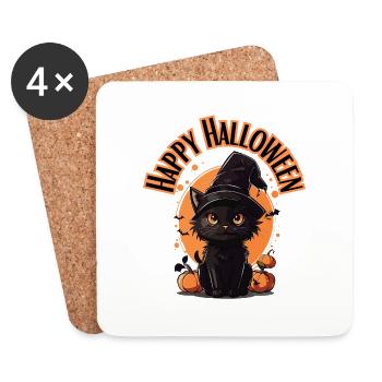 Happy Halloween Cat - Untersetzer (4er-Set) - Weiß - Vorne