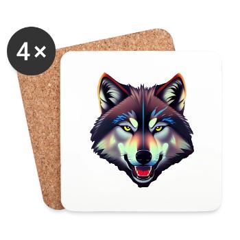Wolf - Untersetzer (4er-Set) - Weiß - Vorne