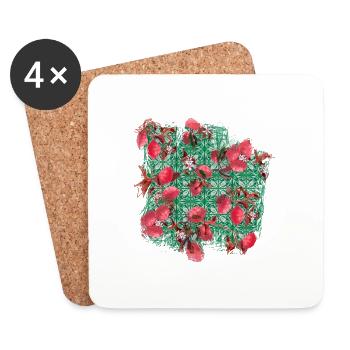 Majolica motifs, carreaux, porcelaine, majolique - Dessous de verre (lot de 4) - blanc - Devant