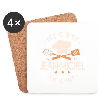 Jean Michel Chef Ici c est Jean Michel le chef - Dessous de verre (lot de 4) - blanc - Devant
