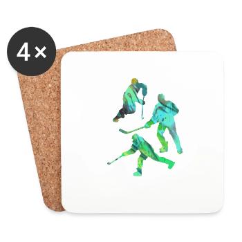 Eishockey, Hockey, Graffiti, bunt, stencil - Untersetzer (4er-Set) - Weiß - Vorne