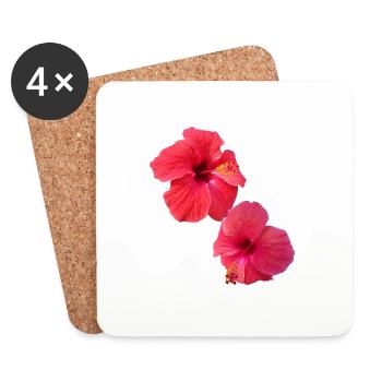 hibiskus,blume,lotus,blüte,floral,rot - Untersetzer (4er-Set) - Weiß - Vorne
