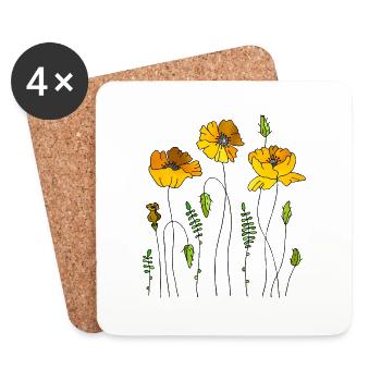 Flowers - Coasters (set of 4) - white - Front