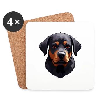 Adorable chiot Rottweiler - Dessous de verre (lot de 4) - blanc - Devant
