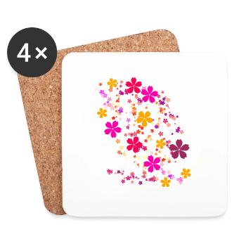 blumen,blume,frühling,blüten,pink - Untersetzer (4er-Set) - Weiß - Vorne