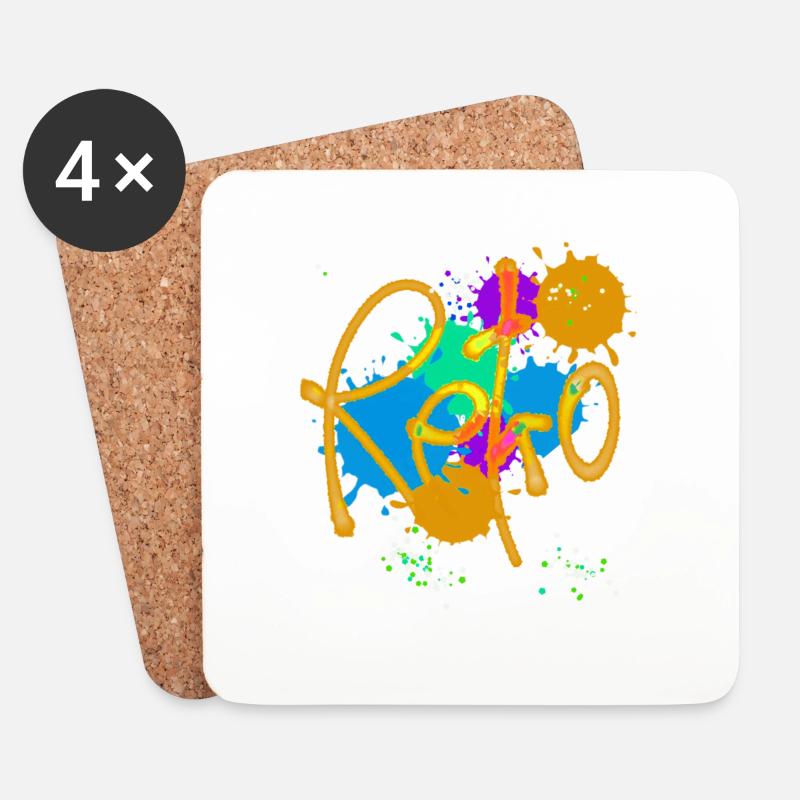 Retro,typo,neon,splash, bunt - Untersetzer (4er-Set) - Weiß