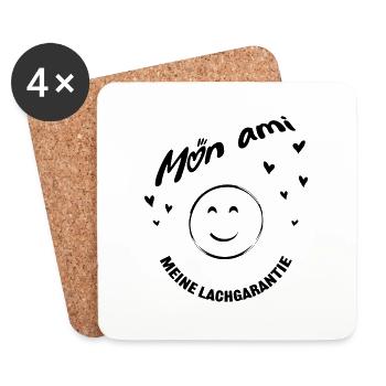 Mon ami - meine Lachgarantie :) mein Freund - Untersetzer (4er-Set) - Weiß - Vorne