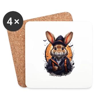 Lapin d'halloween - Dessous de verre (lot de 4) - blanc - Devant