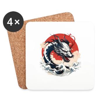 Japanese Dragon - Coasters (set of 4) - white - Front