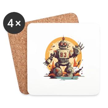 Robot vintage - Dessous de verre (lot de 4) - blanc - Devant