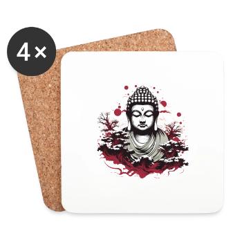 Statue de Bouddha - Dessous de verre (lot de 4) - blanc - Devant