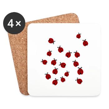 Ladybugs in a group - Coasters (set of 4) - white - Front