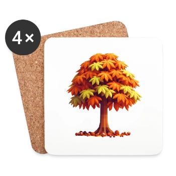 Autumn Splendour: Polygon Chestnut Tree - Coasters (set of 4) - white - Front