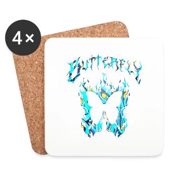 Butterfly insect butterfly nature summer colorful art - Coasters (set of 4) - white - Front
