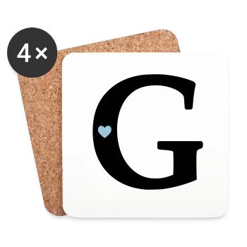 point G Lettre initiale - Dessous de verre (lot de 4) - blanc - Devant