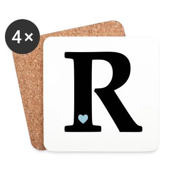 Letter R Initial Letter - Coasters (set of 4) - white - Front
