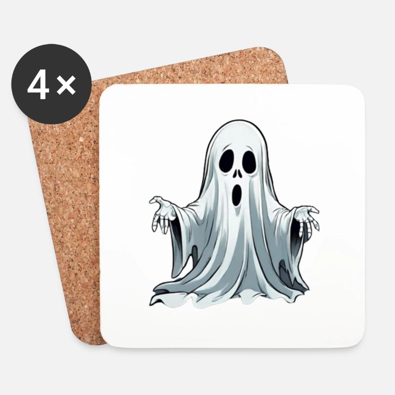 Halloween-Geist - Untersetzer (4er-Set) - Weiß