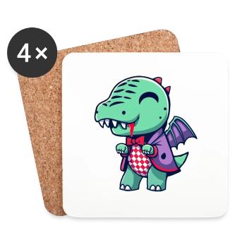 Drache, Vampir, Monster, Manga, Chibi - Untersetzer (4er-Set) - Weiß - Vorne