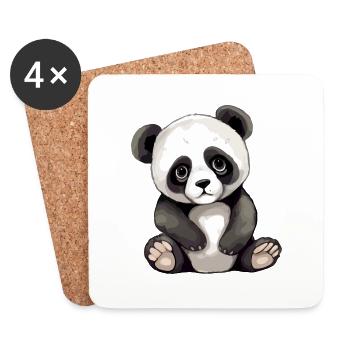 Filo, der Baby-Panda - Untersetzer (4er-Set) - Weiß - Vorne