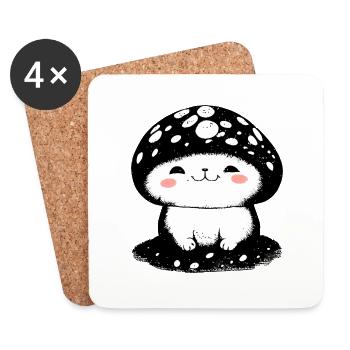 mushroom cat - Untersetzer (4er-Set) - Weiß - Vorne