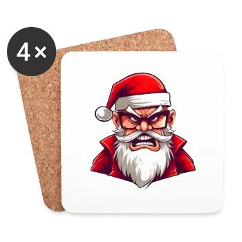 Fun Angry Santa - Coasters (set of 4) - white - Front