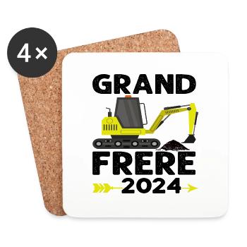 Grand frère 2024 engin chantier annonce naissance - Dessous de verre (lot de 4) - blanc - Devant